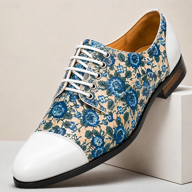 Men's Pointed Toe Colorful Lace-up Fashion Derby Shoes