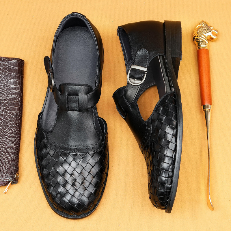 Men's Summer Leather Handmade Woven Sandals