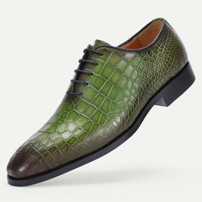 Fashionable Crocodile Pattern Low-top Business Lace-up Oxford Shoes