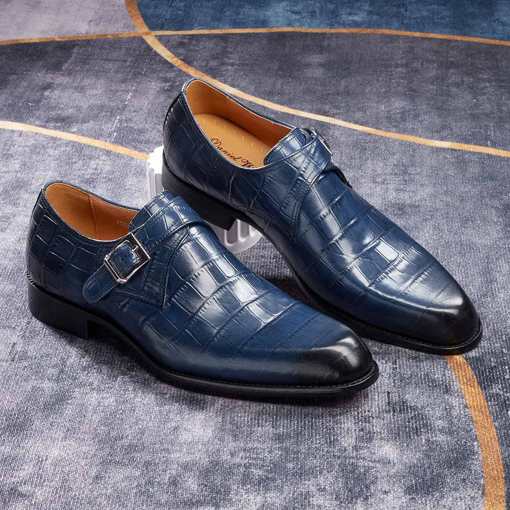 Plus-size pointed-toe buckle business dress shoes