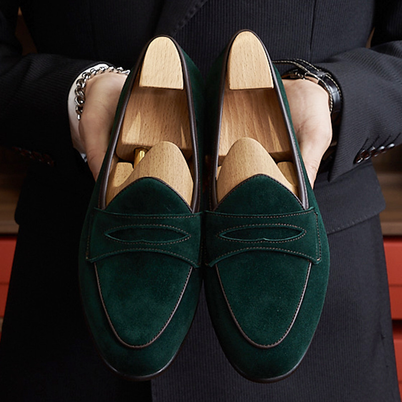 Summer Handmade Cashmere Leather Business Casual Men's Shoes