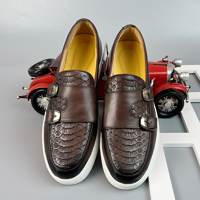 One-step slip-on shoes Korean style versatile British leather shoes trendy shoes first-layer men's leather shoes new pure cowhide shoes