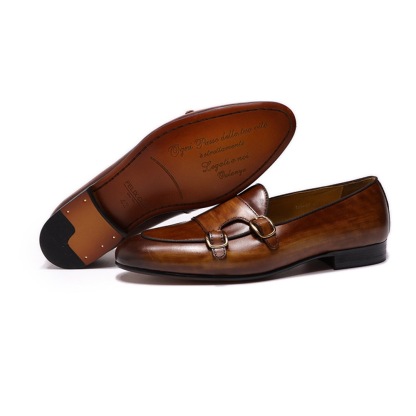 [Copy]2025 New men's business casual pointed toe black and white leather shoes