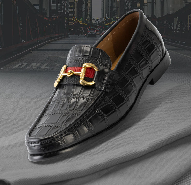 GUYSTEP™-Men's Crocodile Pattern Soft Sole Pointed Toe Casual Leather Shoes