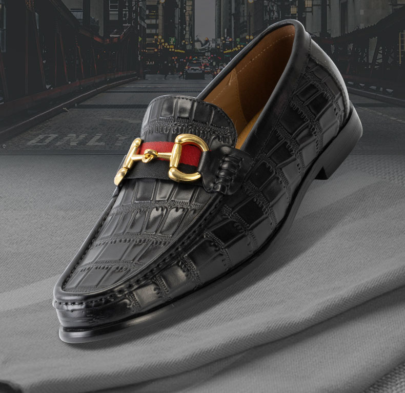 GUYSTEP™-Men's Crocodile Pattern Soft Sole Pointed Toe Casual Leather Shoes