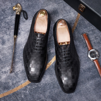 Men's handmade glossy genuine leather Oxford shoes