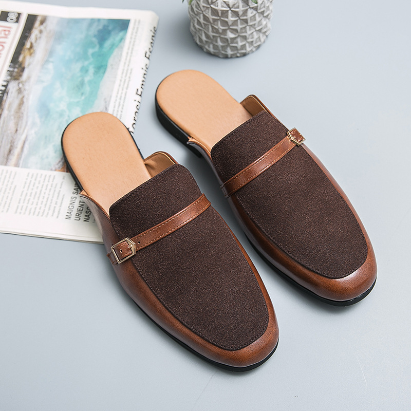Trendy Heelless Half Slippers Casual Leather Shoes