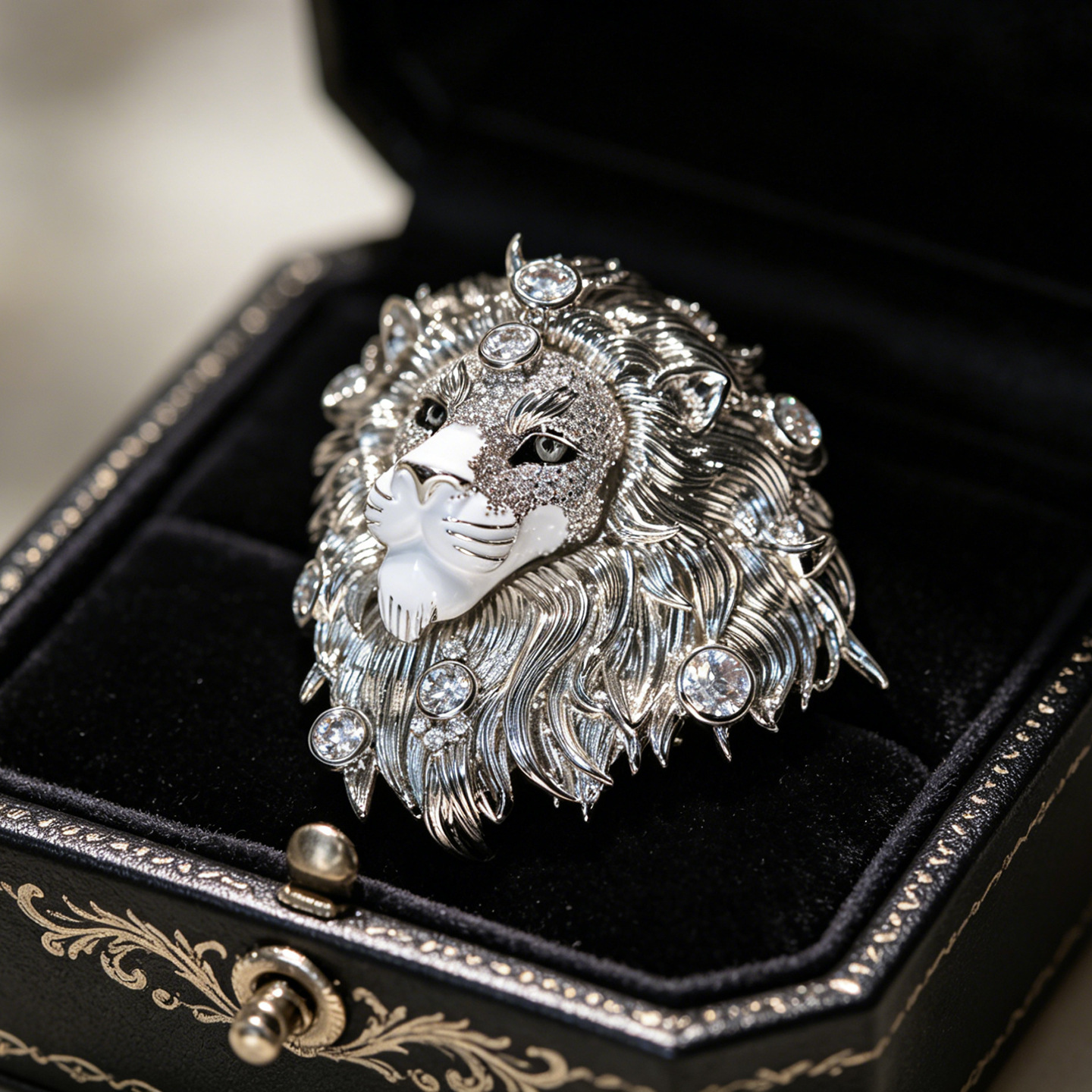 Men's Lion Head Brooch