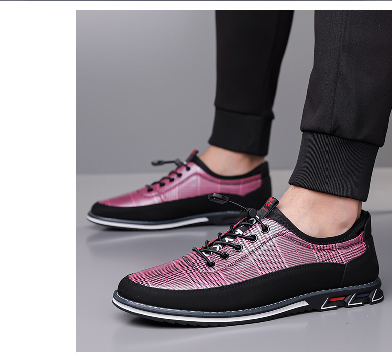 Plaid Patchwork Stretchy Soft-Bottom Breathable Casual Men's Sneakers