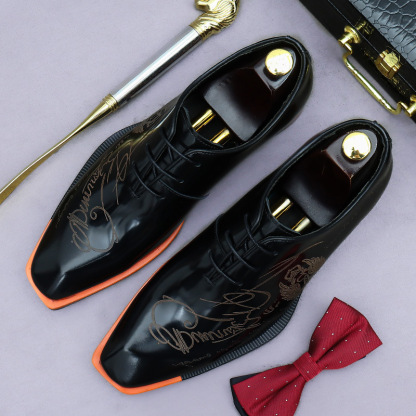 [Copy]Men's high-end quality color matching business casual Oxford shoes first layer cowhide