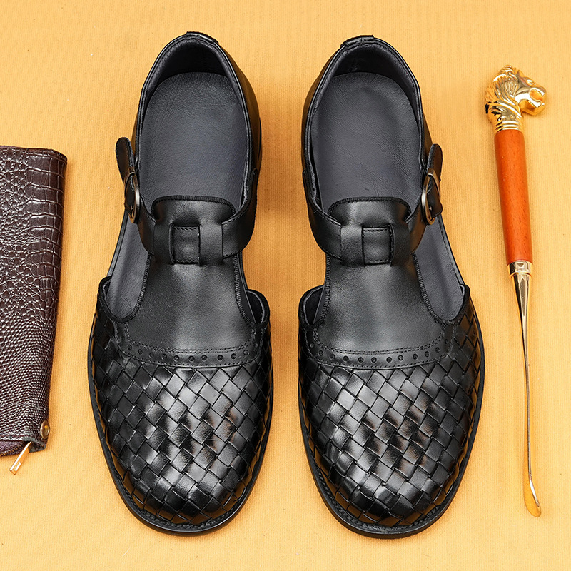 Men's Summer Leather Handmade Woven Sandals