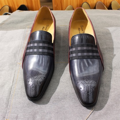 Fashion Pointed Toe Business Casual Men's Genuine Leather Loafers