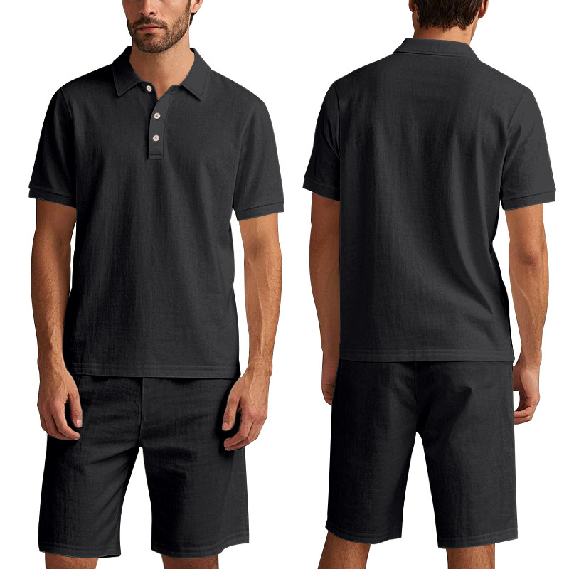 Men's Loose Linen Breathable Short-Sleeve and Shorts Set