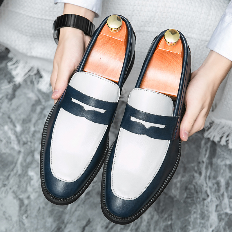 Men's simple colorblock design casual loafers