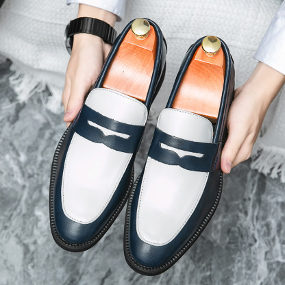 Men's simple colorblock design casual loafers