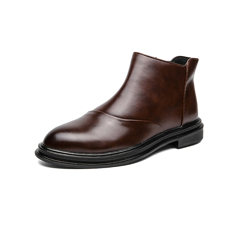 Cross-border large size Martin boots men's high top pointed leather shoes retro mid-top men's boots high top leather shoes fashion men's boots