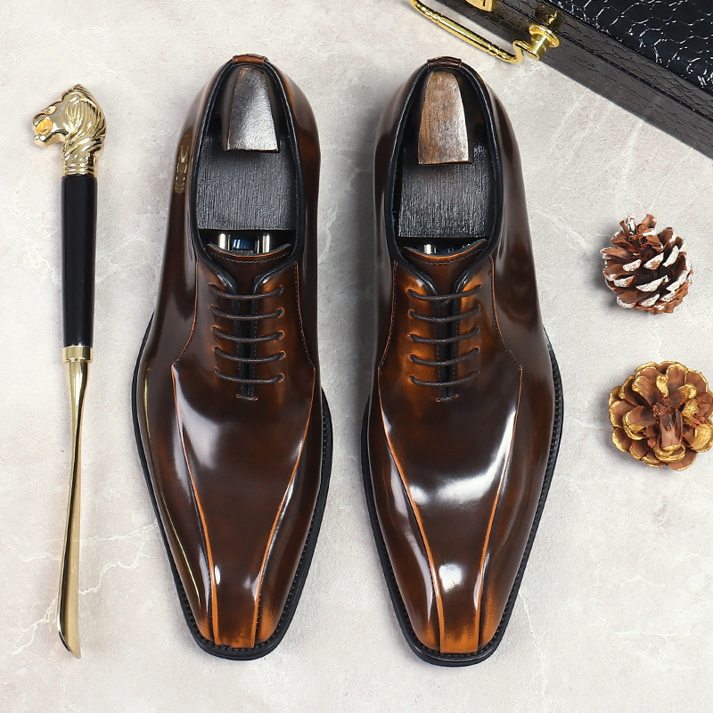 Men's stylish genuine leather pointed toe oxford shoes