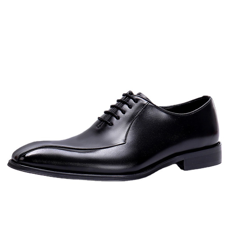 [Wholesale in bulk] Wholesale leather shoes for men, genuine leather formal shoes, pointed toe shoes, foreign trade, cross-border square toe Oxford shoes