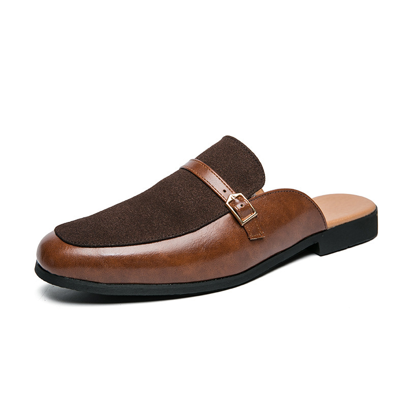 Trendy Heelless Half Slippers Casual Leather Shoes