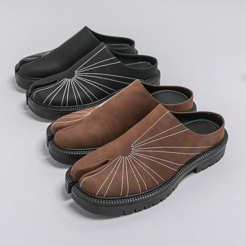 New men's plus size retro split-toe slippers