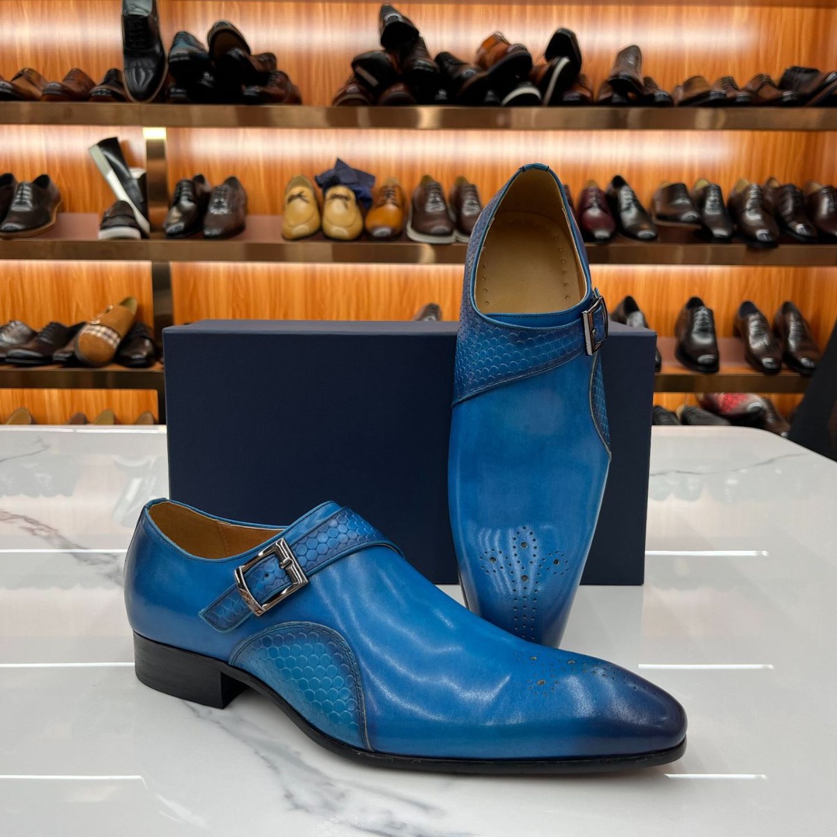 High-quality men's casual fashion monk leather shoes