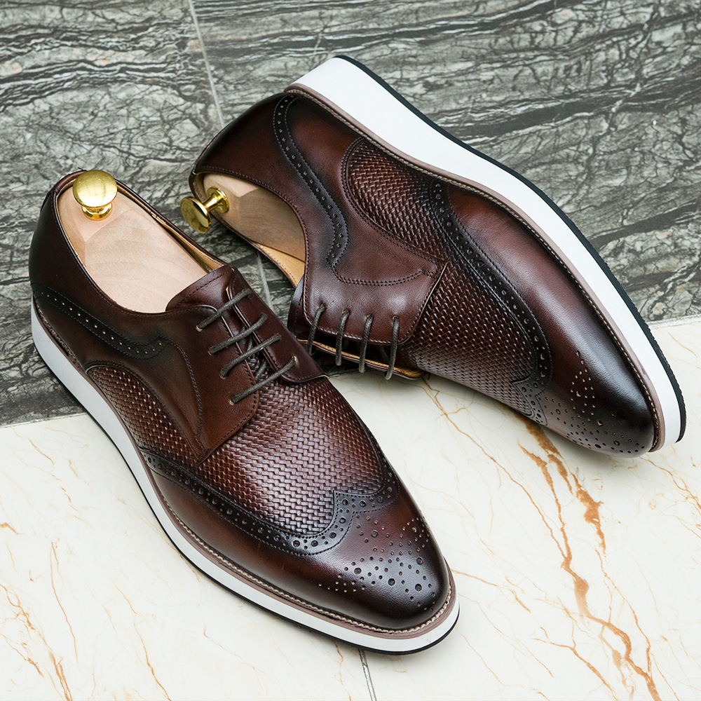 [Copy]GUYSTEP™Men's business casual shoes brown carved Oxford shoes