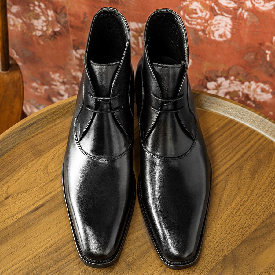 Business formal men's shoes autumn and winter new Martin boots men's trendy shoes men boots small square head British trendy shoes