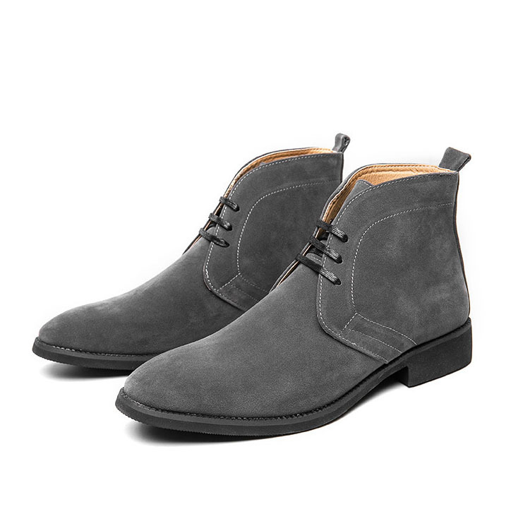 Large size casual mid-cut lace-up boots-