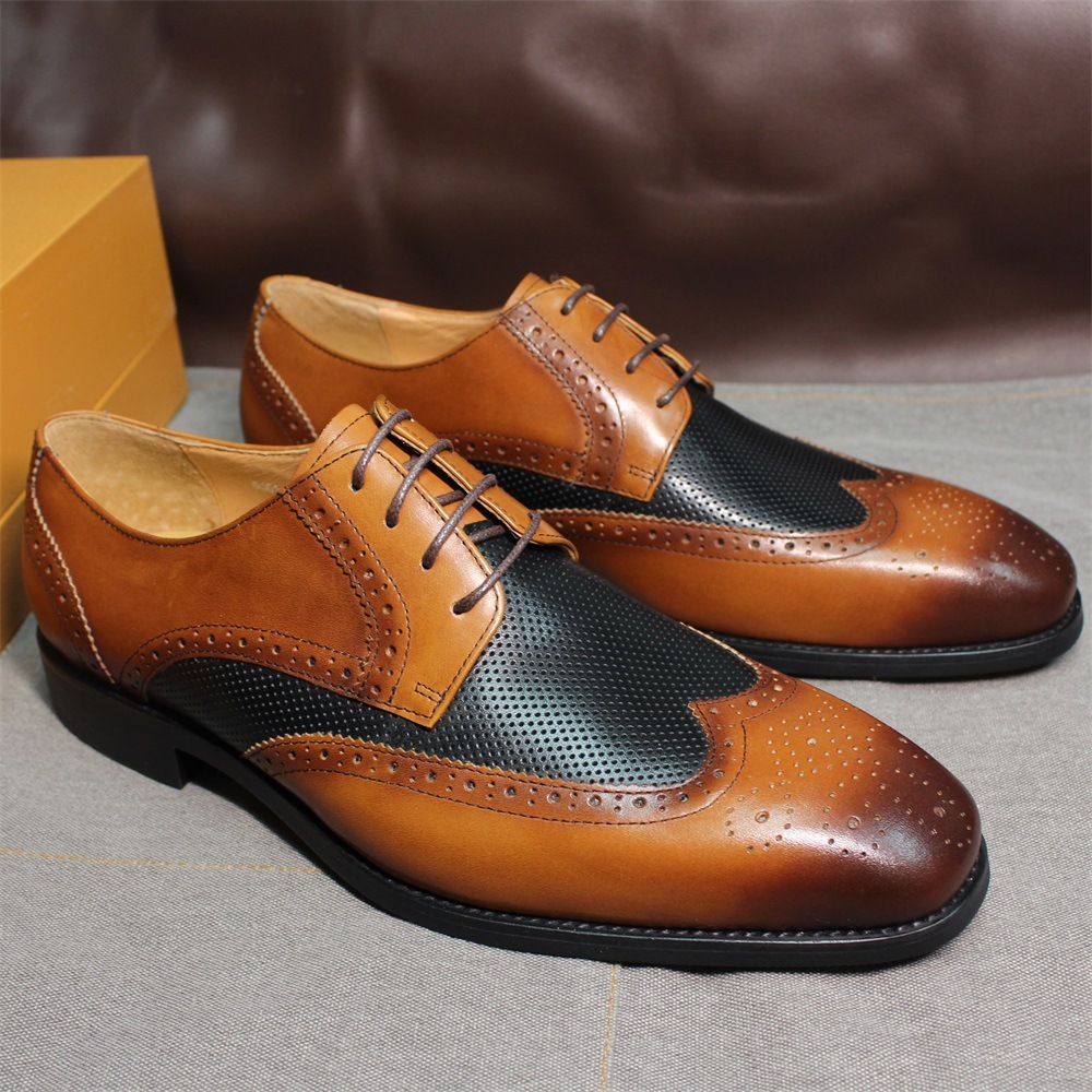 Men's (Black and Brown) Wingtip Brogue Dress Shoes