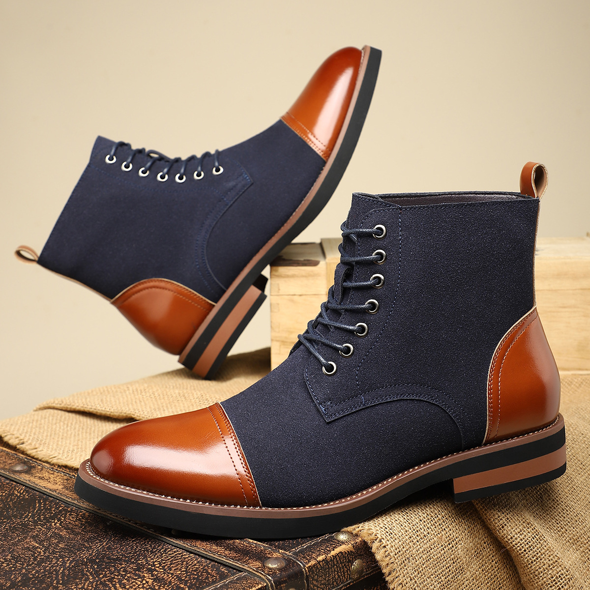 New arrival men's mid-tube Martin boots European and American trendy s