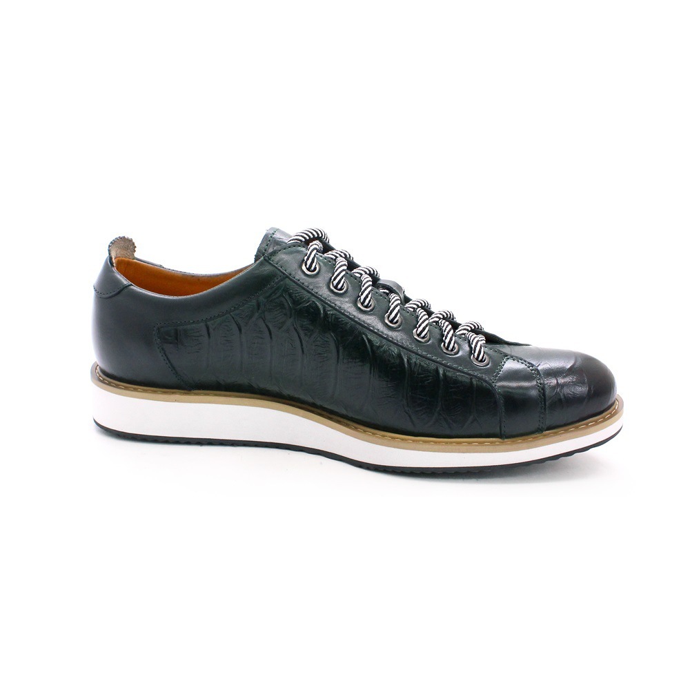 Casual leather shoes men's shoes genuine leather thick-soled daily shoes fashionable crocodile pattern embossed handmade shoes shoes men