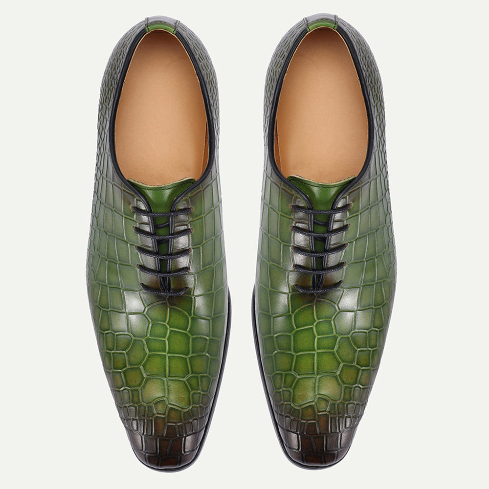 Fashionable Crocodile Pattern Low-top Business Lace-up Oxford Shoes