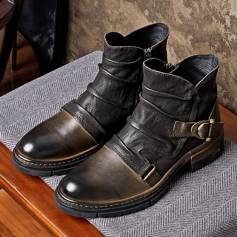 New British retro motorcycle Martin leather boots
