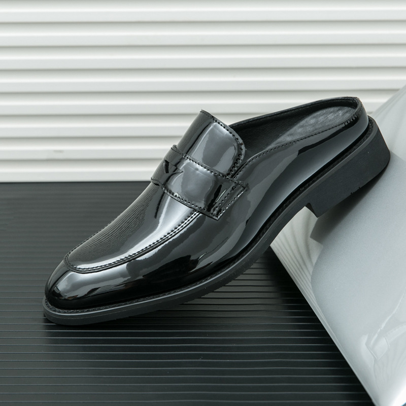 Men's thick-soled slip-on casual leather shoes