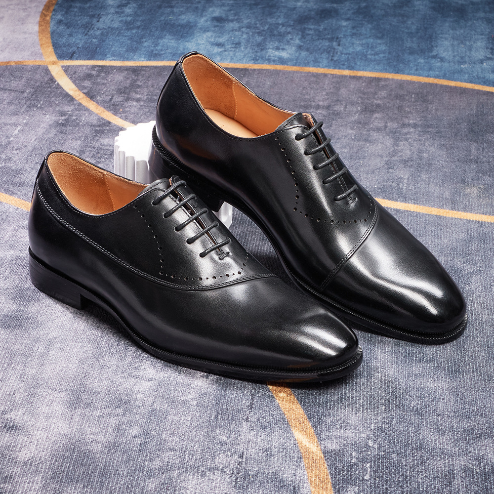 Men's trendy British style leather brogue pointed toe genuine leather shoes