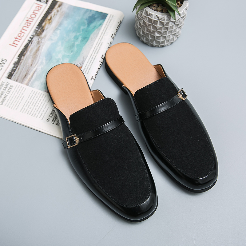 Trendy Heelless Half Slippers Casual Leather Shoes