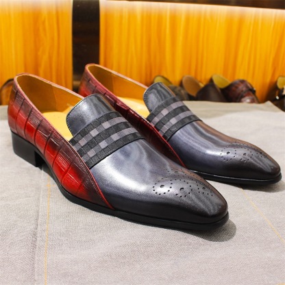 Fashion Pointed Toe Business Casual Men's Genuine Leather Loafers