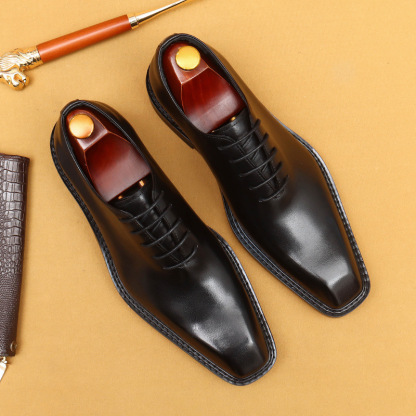 [Wholesale] Brown leather shoes for men, genuine leather, British high-end, polished color, business formal, wedding groom shoes