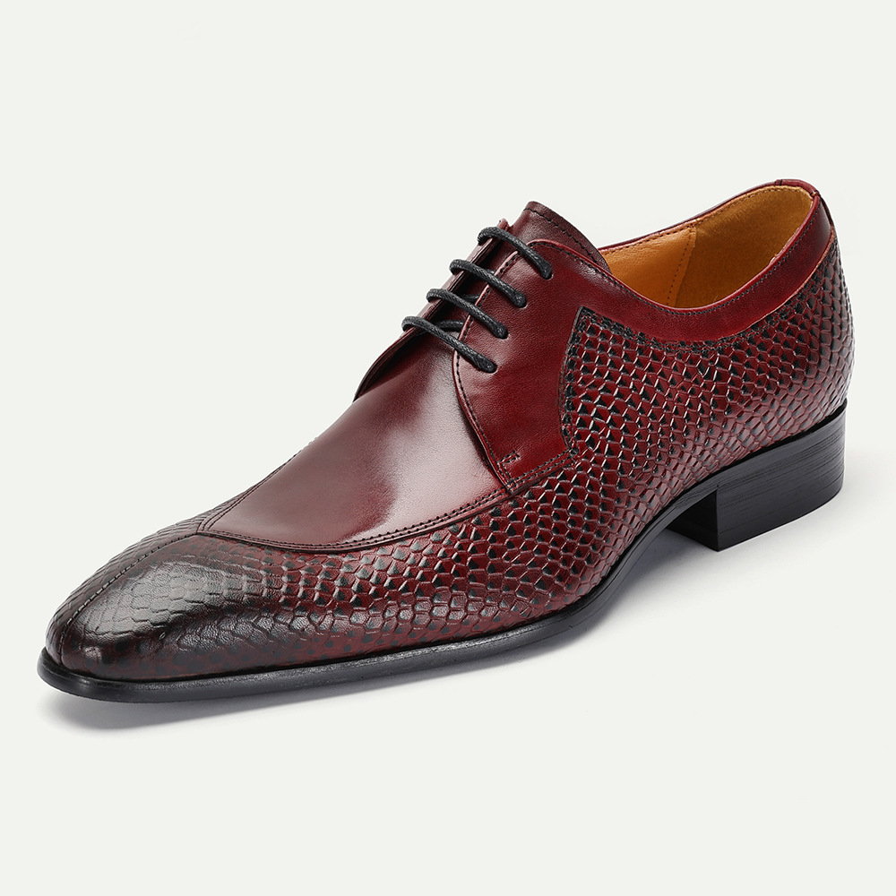 Men's business casual top layer leather derby shoes