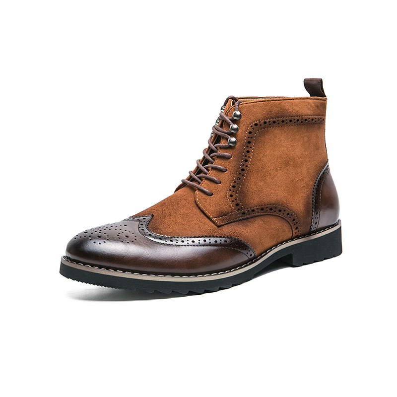 Brogue carved business men's boots