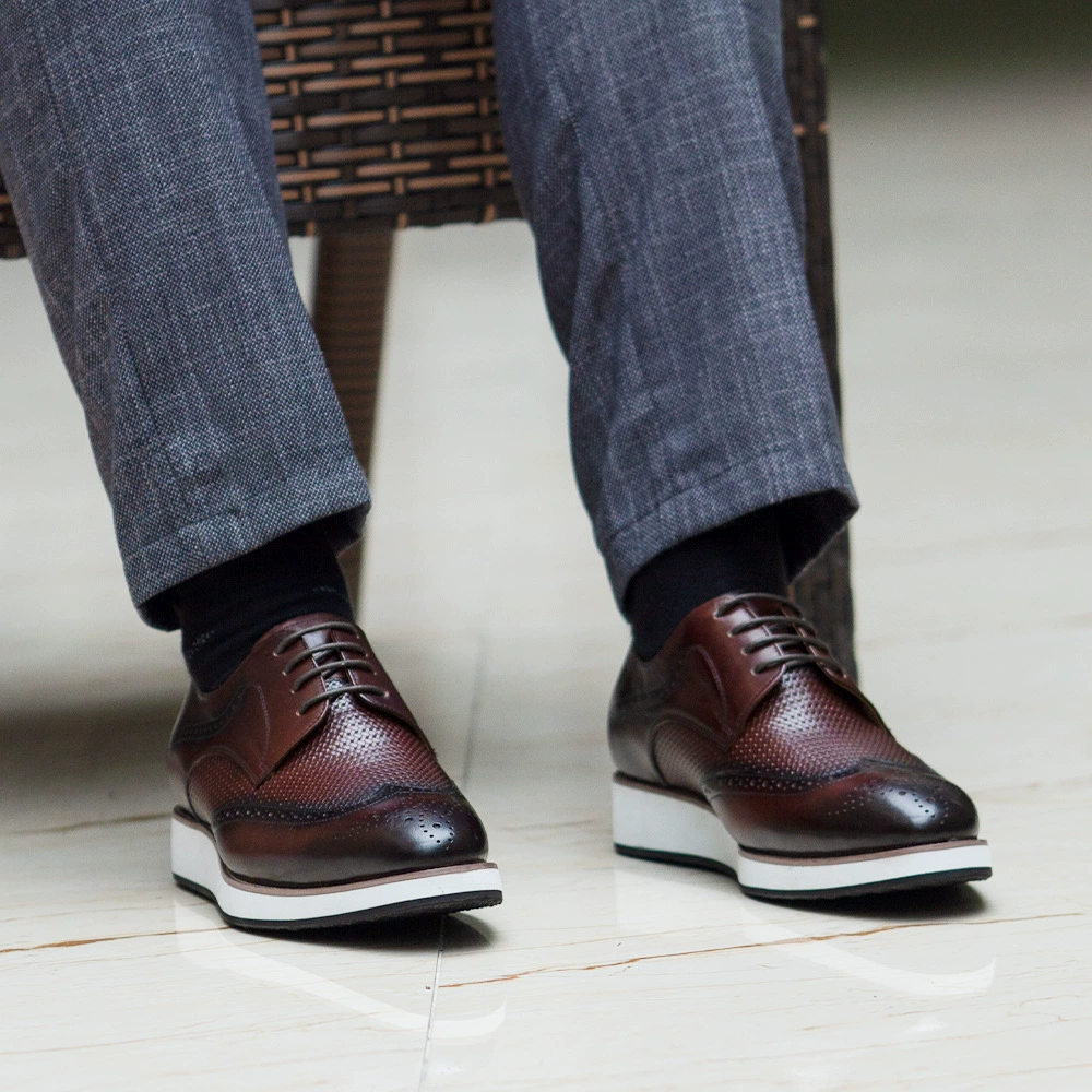 [Copy]GUYSTEP™Men's business casual shoes brown carved Oxford shoes