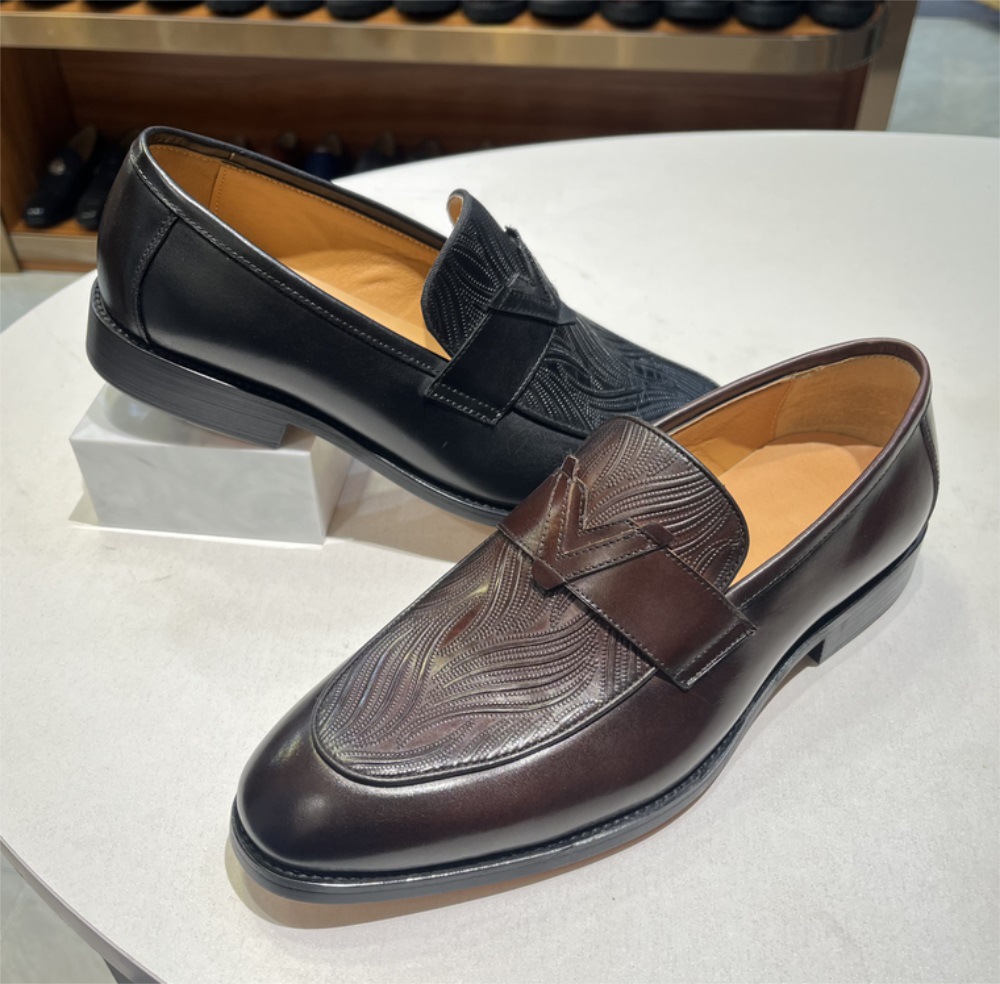 [Copy]Stylish Navy - Blue Leather Loafers: Elegant and Sophisticated Footwear