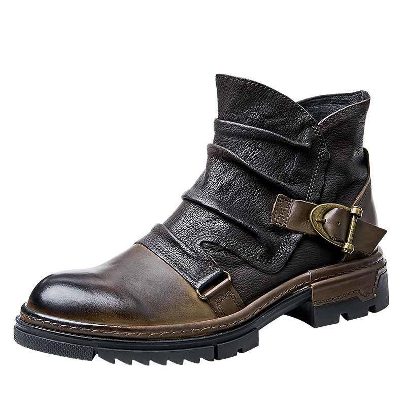 GUYSTEP™New British retro motorcycle Martin leather boots