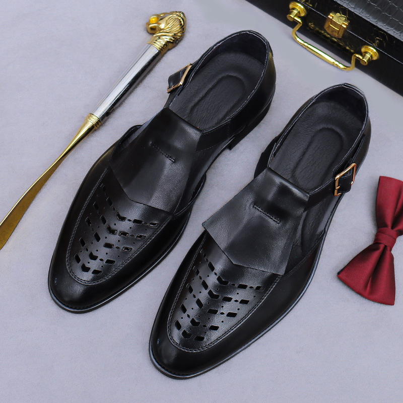 Summer men's retro hollow leather sandals