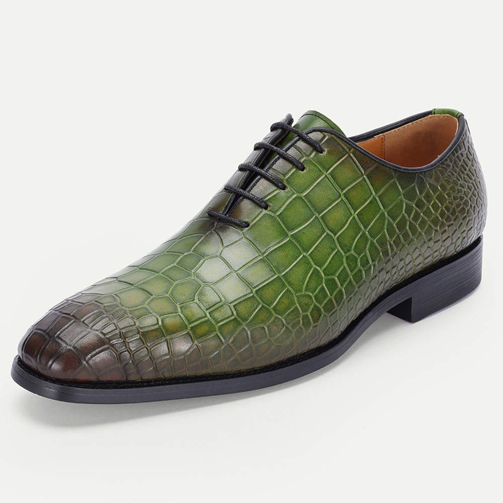 Fashionable Crocodile Pattern Low-top Business Lace-up Oxford Shoes