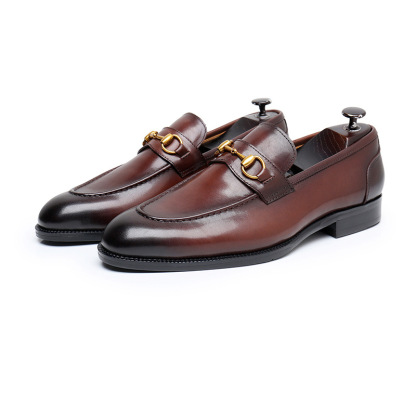 New style horsebit men's loafers summer breathable low-top flat slip-on men's business formal leather shoes