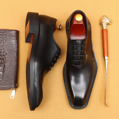 [Wholesale] Brown leather shoes for men, genuine leather, British high-end, polished color, business formal, wedding groom shoes