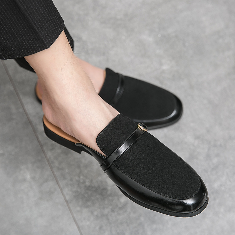 Trendy Heelless Half Slippers Casual Leather Shoes