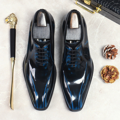 Men's stylish genuine leather pointed toe oxford shoes