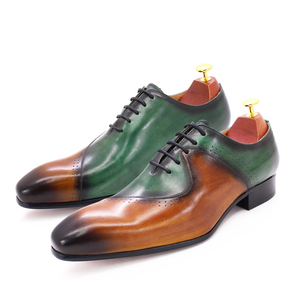 Men's leather shoes cross-border e-commerce hot-selling cowhide leather shoes business men's shoes color matching personality formal men's genuine leather Oxford shoes